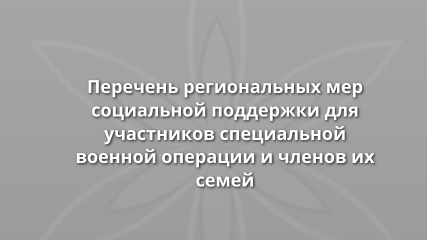 перечень региональных мер социальной поддержки для участников специальной военной операции и членов их семей - фото - 1